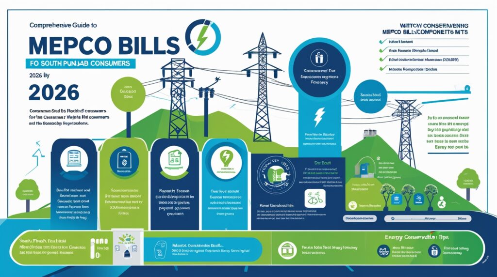 MEPCO Bill: The Complete Guide for South Punjab Consumers in 2026 3 Phoenix 10 A detailed infographic illustrating a comprehensive 1